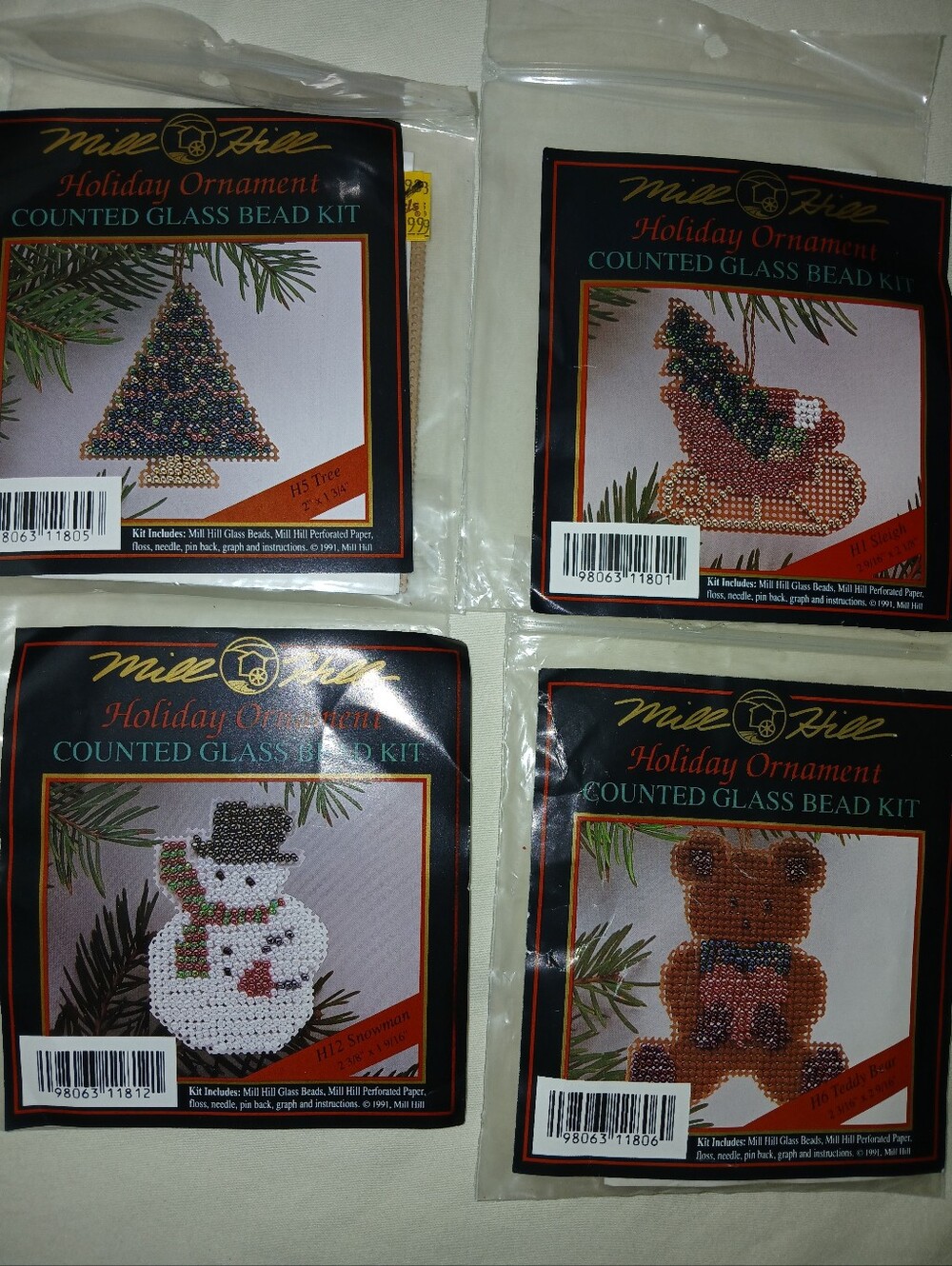 Vintage Mill Hill Holiday Ornament Counted Glass Bead Kit Lot